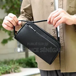 Sac De Poignet en Cuir Véritable Pour Homme