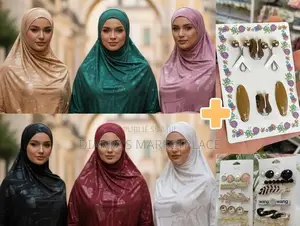 Pack Hijab De Luxe : 3 Voiles À Motif Floral + Collection d'Épingles