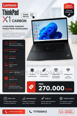 Nouveau Lenovo ThinkPad X1 Carbon 16GB Intel Core i7 SSD 256GB