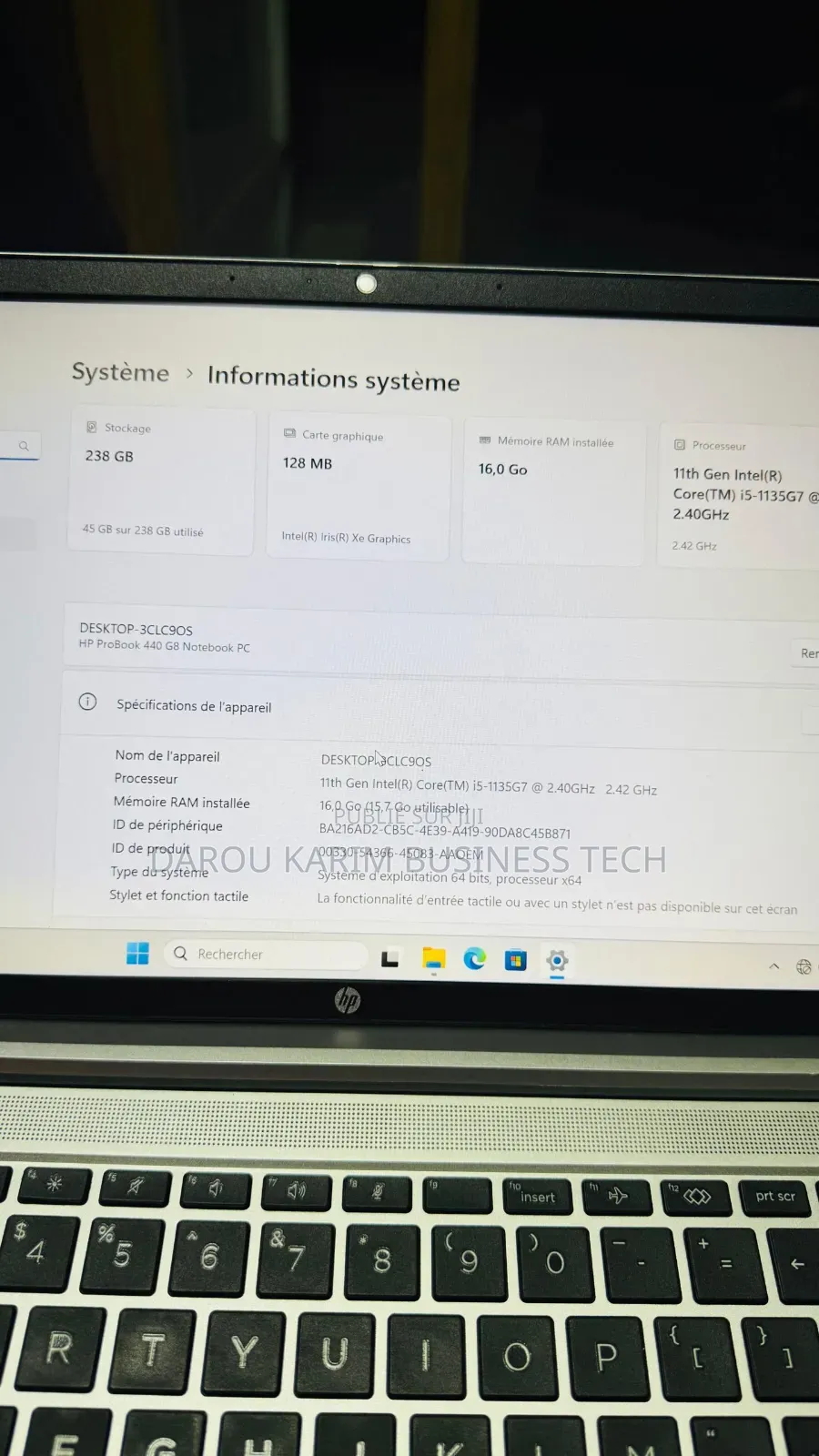 Nouveau HP ProBook 440 G8 16GB Intel Core i5 SSD 256GB