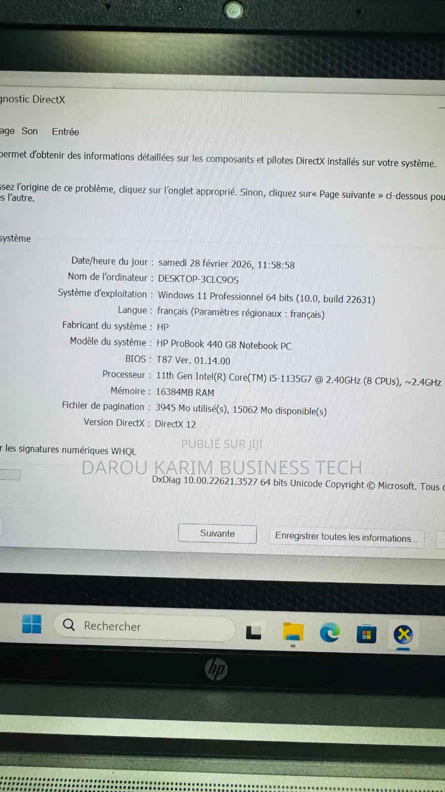 Nouveau HP ProBook 440 G8 16GB Intel Core i5 SSD 256GB