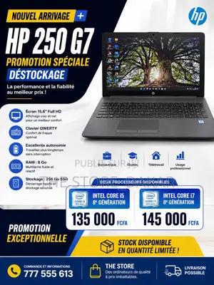 Nouveau Ordinateur portable HP 250 G7 8GB Intel Core i7 SSD 256GB