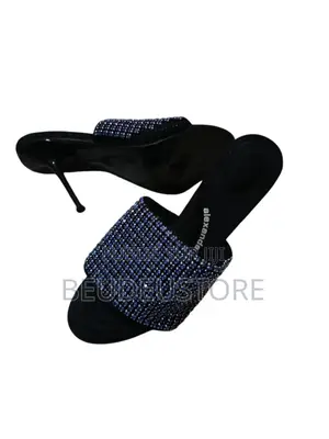 Mules À Talons Aiguilles Strass Bleus