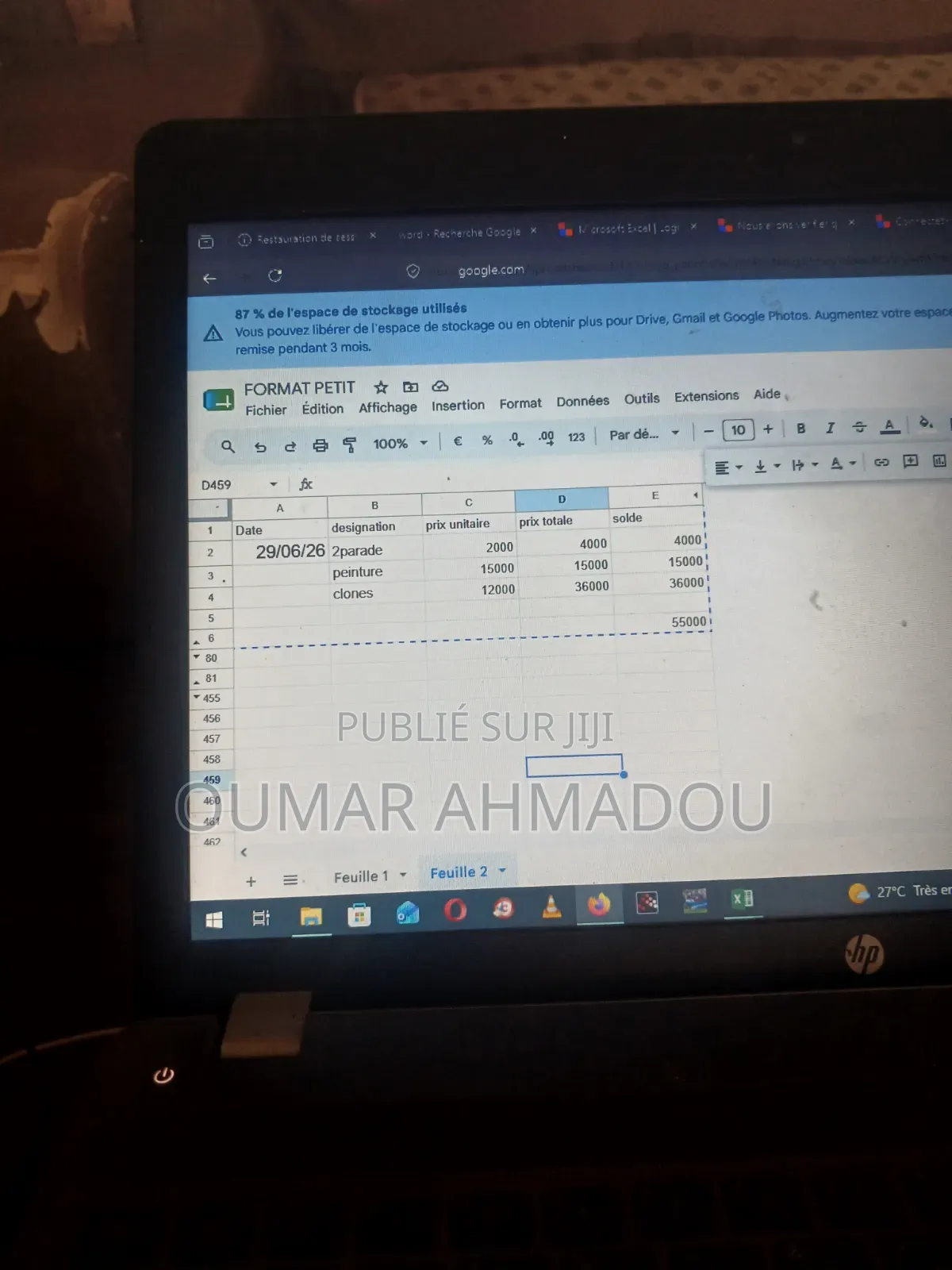 Ordinateur portable HP EliteBook 1040 G8 8GB Intel Core i7 SSD 500GB