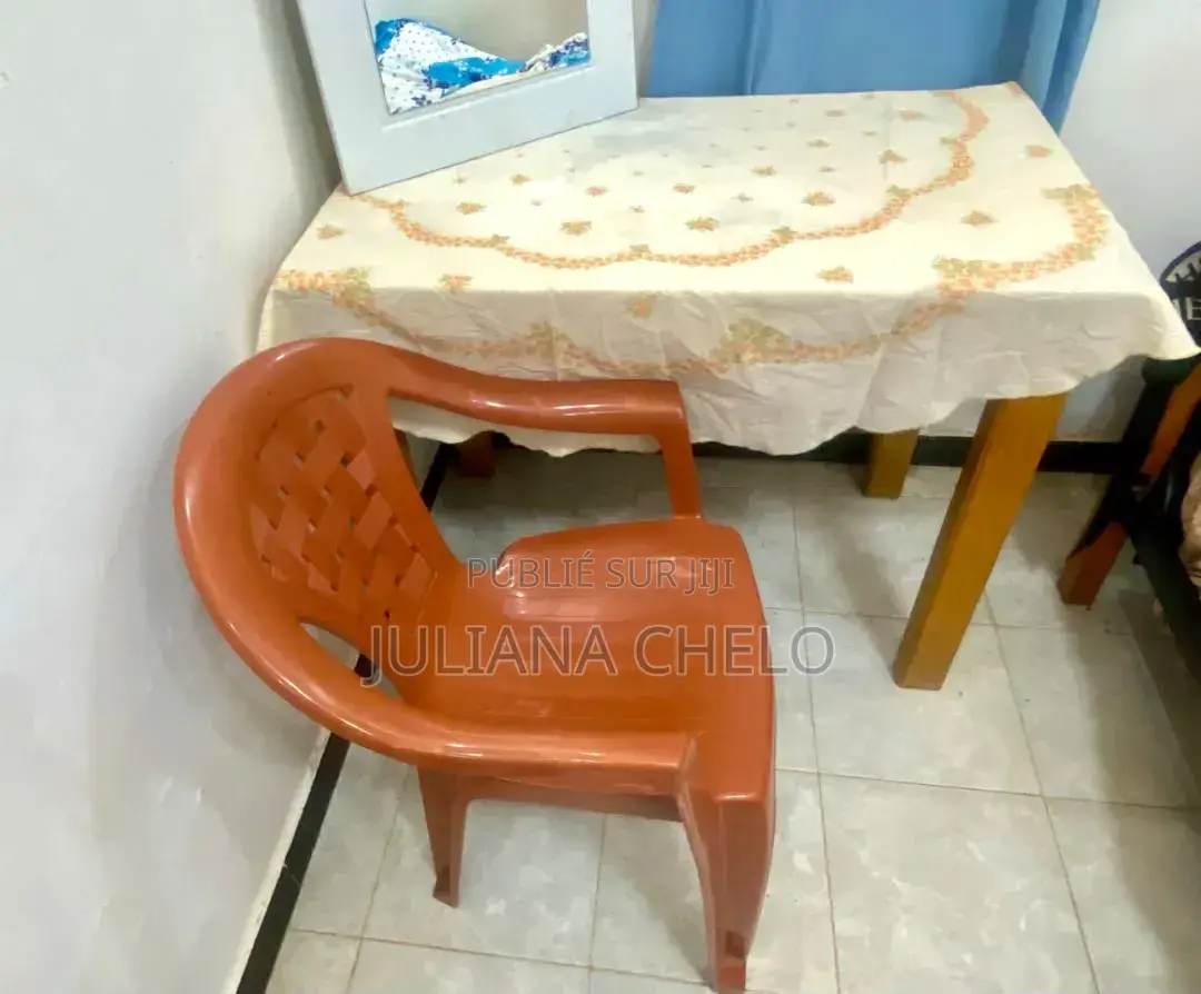 Table en Bois Et Chaise en Plastique À Vendre. Légèrement Négociable