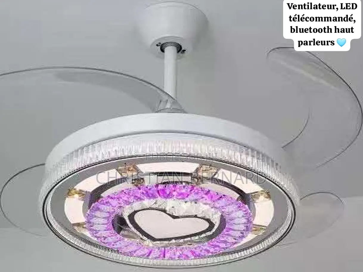 Ventilateur, LED Télécommandé, Bluetooth Haut Parleurs