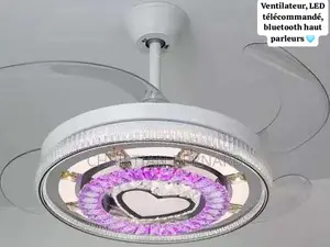 Ventilateur, LED Télécommandé, Bluetooth Haut Parleurs