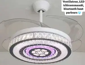 Ventilateur, LED Télécommandé, Bluetooth Haut Parleurs