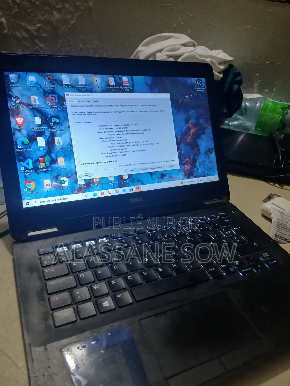 Ordinateur portable Dell Latitude E7270 8GB Intel Core i5 SSD 256GB