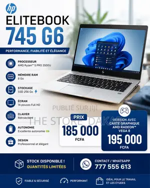 Nouveau HP EliteBook 745 G6 8GB AMD Ryzen 5 SSD 256GB