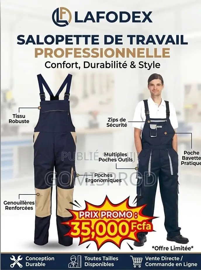 Salopette LAFODEX Bleu Marine Foncé/Gris, Taille 44-50-52