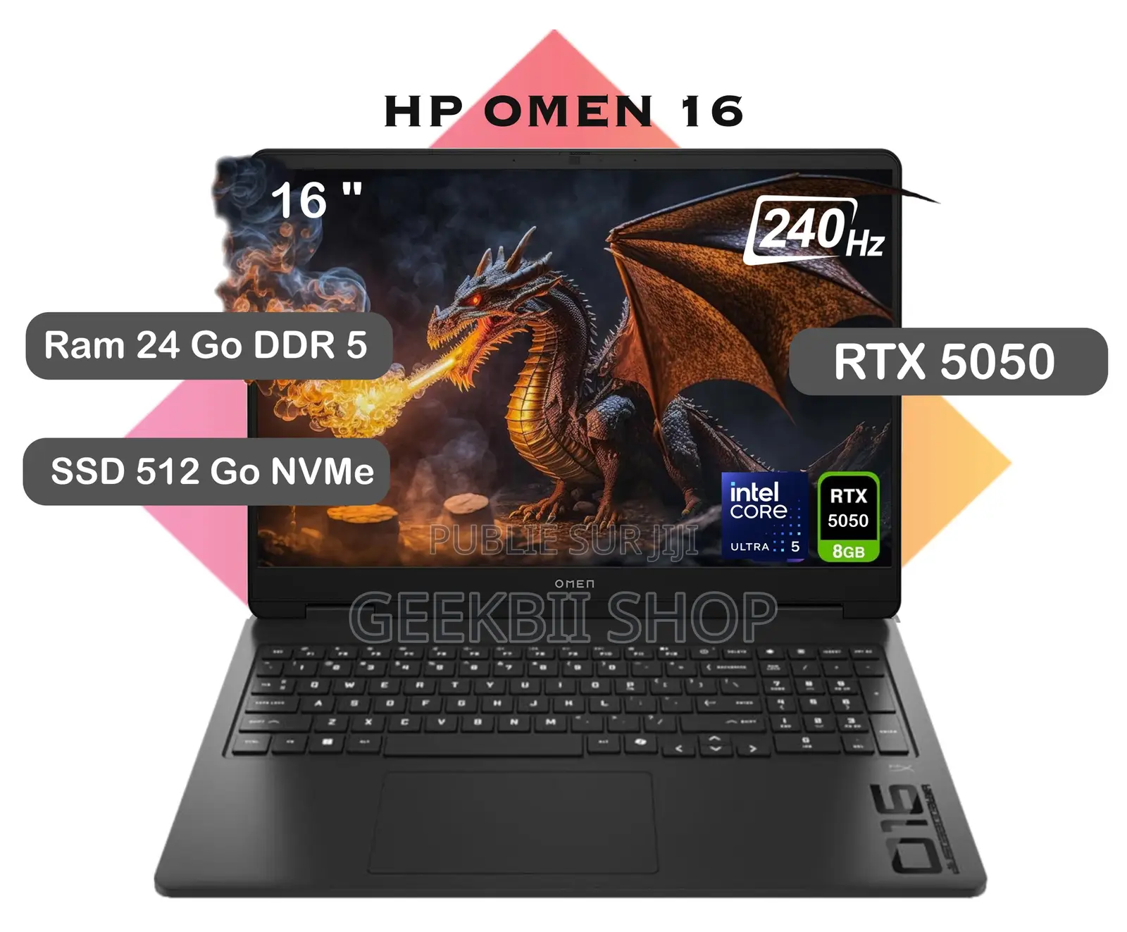 Nouveau Ordinateur portable HP Omen 16 24GB Intel Core i5 SSD 512GB