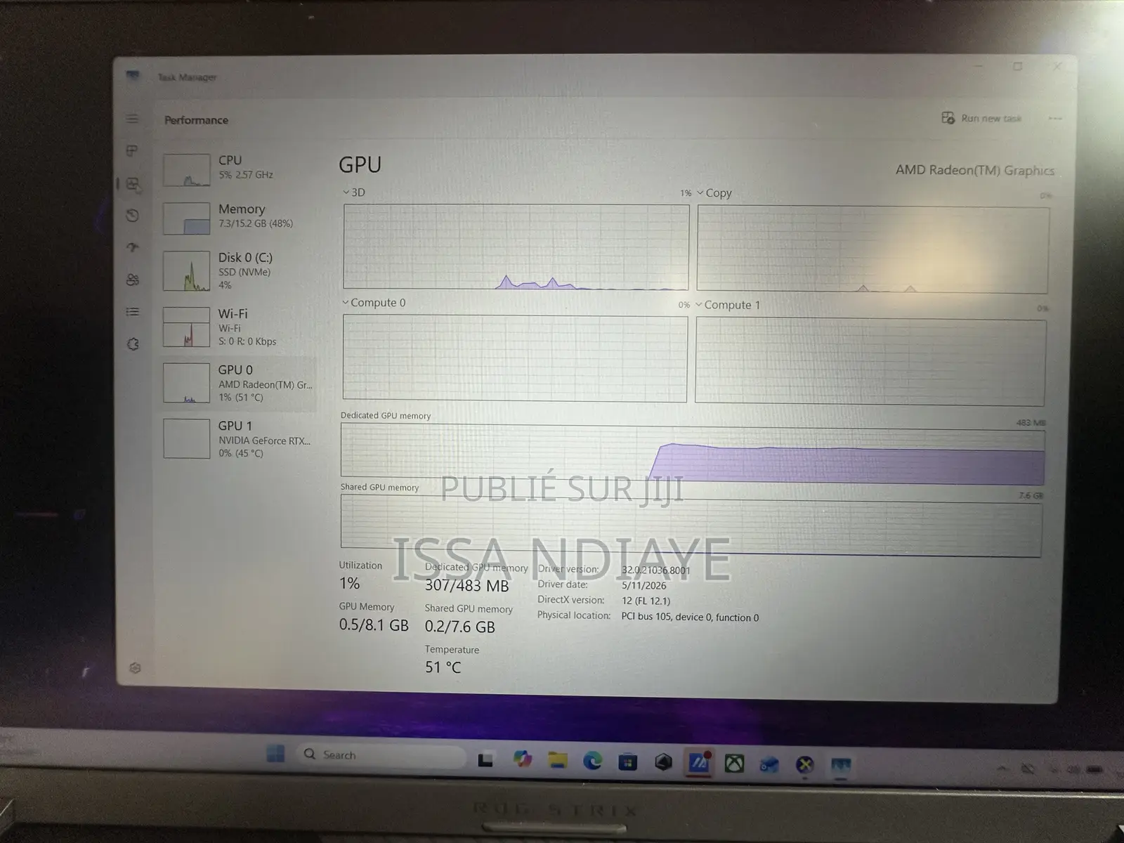 Ordinateur portable Asus ROG Strix G16 16GB AMD Ryzen 9 SSD 1T