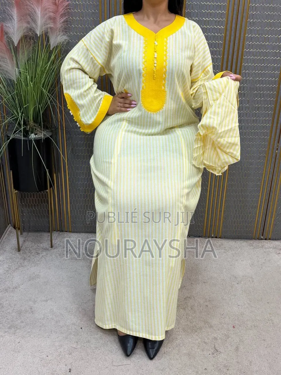Abayas Marocain en Tissu Lain Coton Première Qualité
