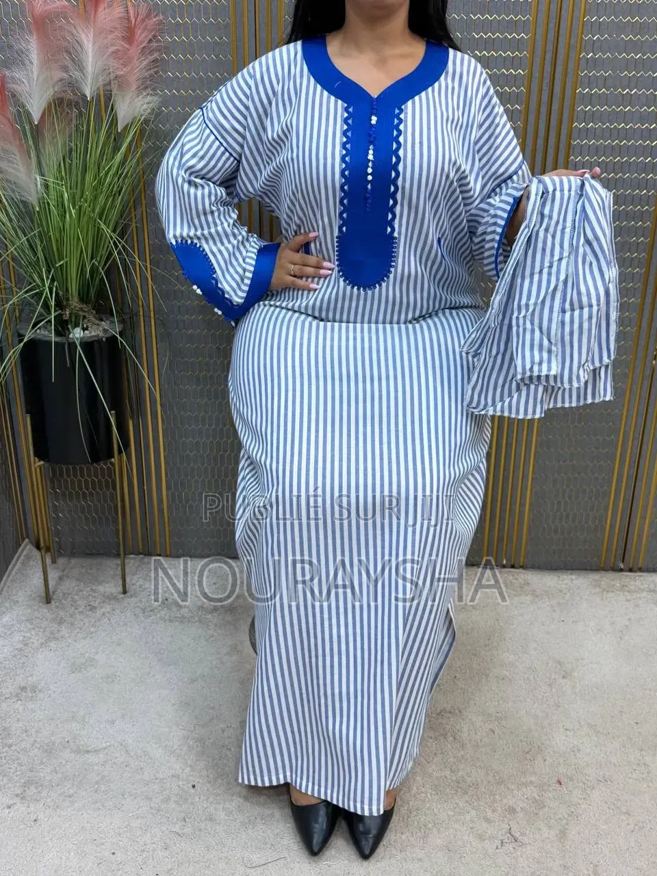 Abayas Marocain en Tissu Lain Coton Première Qualité
