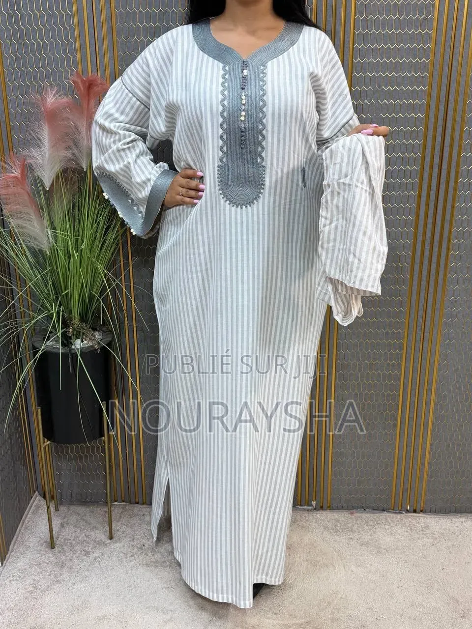 Abayas Marocain en Tissu Lain Coton Première Qualité