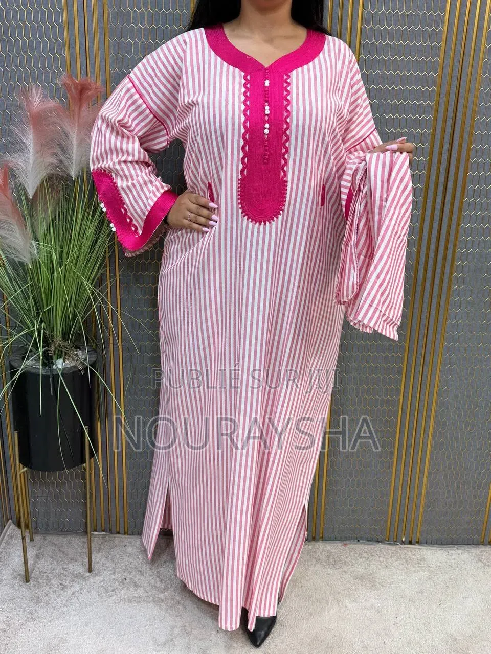 Abayas Marocain en Tissu Lain Coton Première Qualité