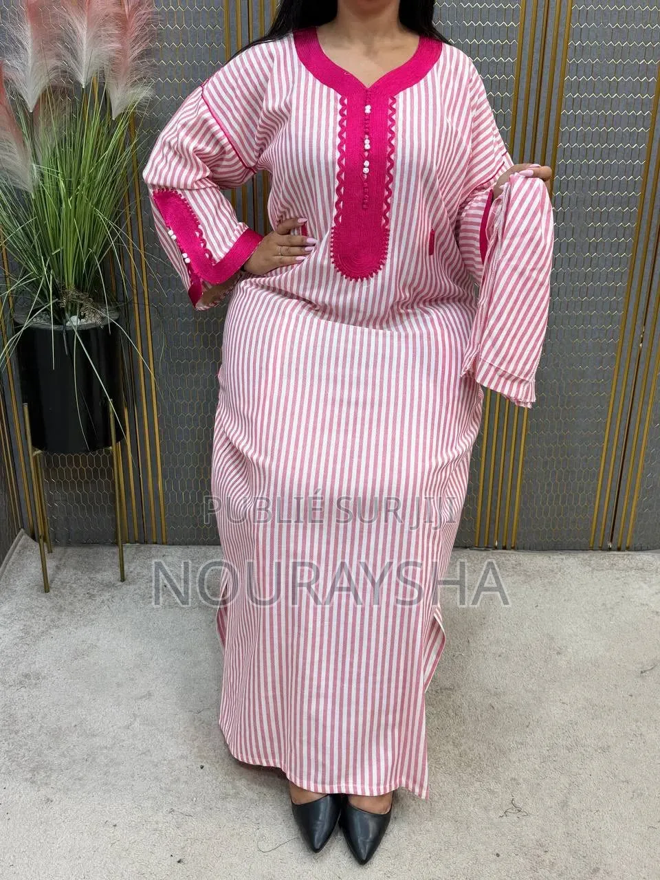 Abayas Marocain en Tissu Lain Coton Première Qualité