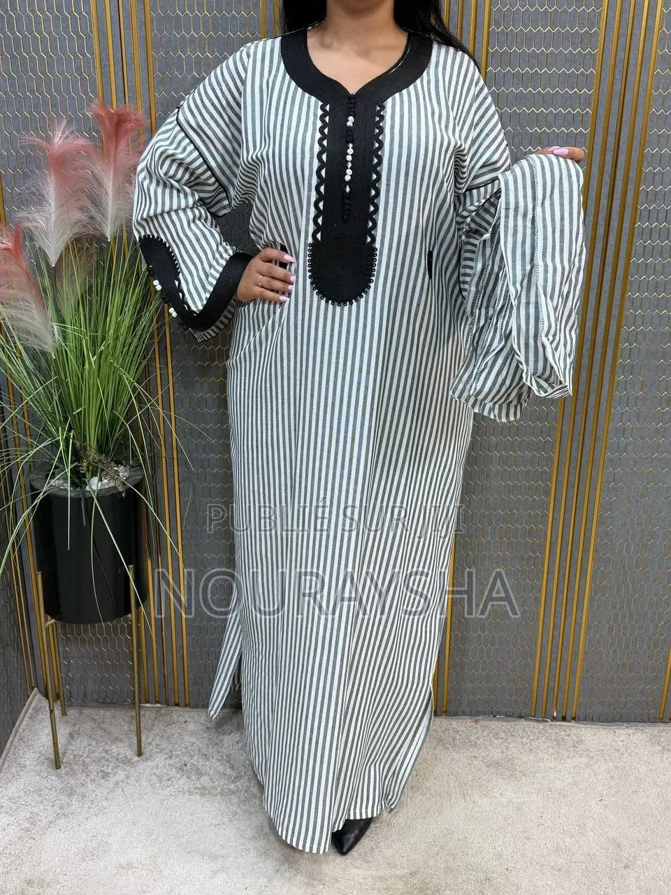 Abayas Marocain en Tissu Lain Coton Première Qualité
