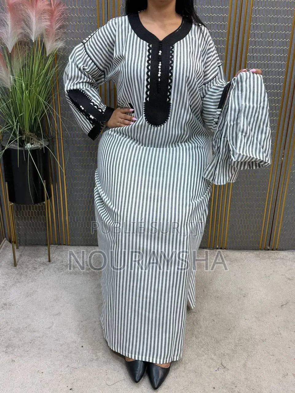 Abayas Marocain en Tissu Lain Coton Première Qualité